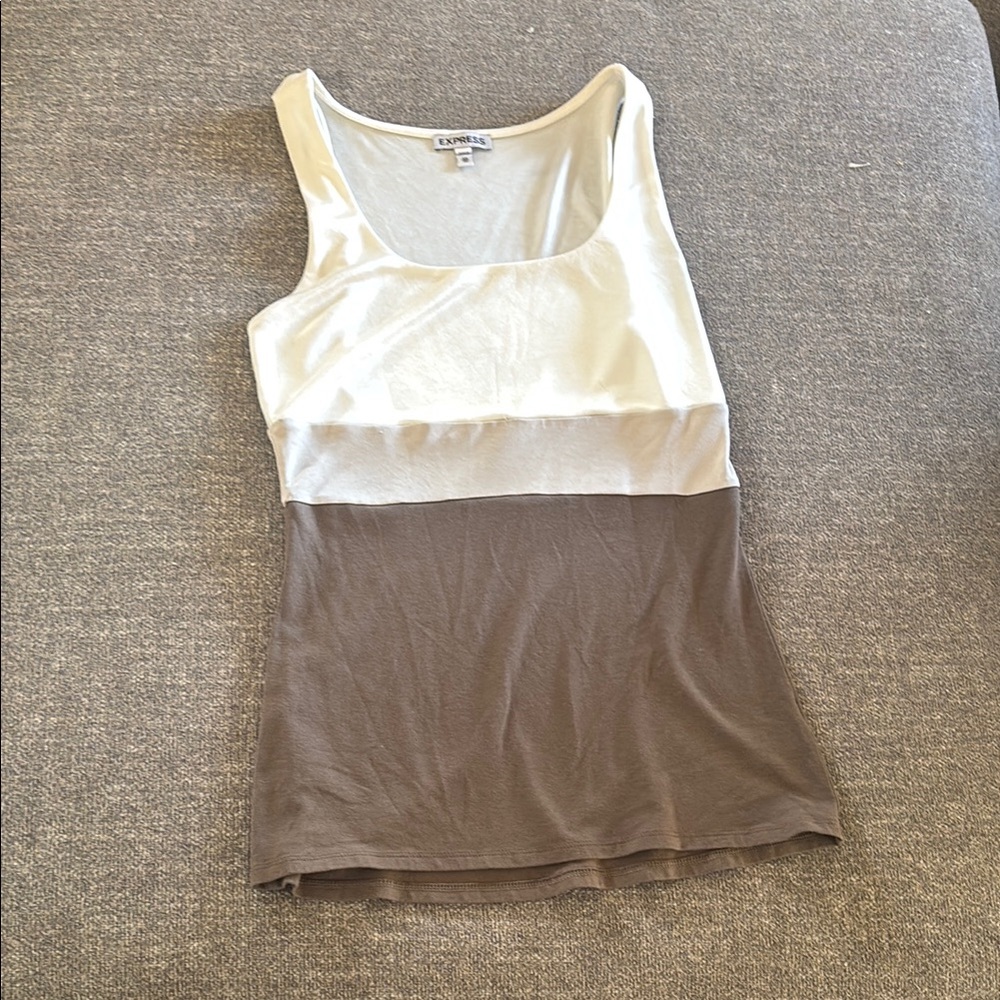 Women's Cream and Brown Tank Top